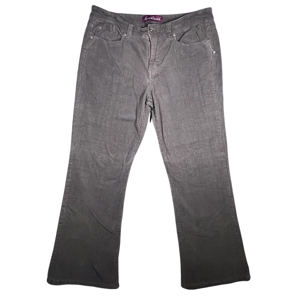 Gloria Vanderbilt Women's Size 14 Charcoal Gray Corduroy Bootcut Pants Stretch